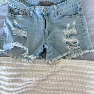 Just USA Sky Blue Ripped Jean Shorts